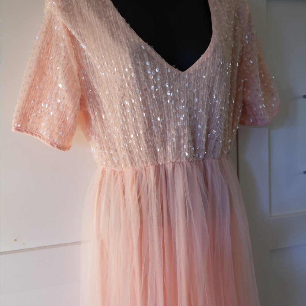 Sparkling Pink woman’s dress petal pink formal gown grad baby shower